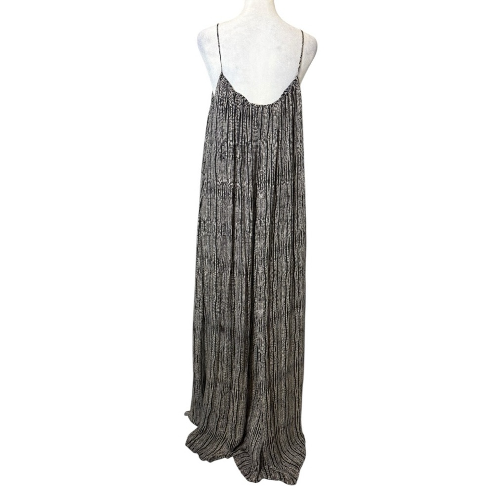 L’AGENCE Silk Maxi Dress Size 8 Black White Abstract Print Spaghetti Strap - Picture 4 of 8